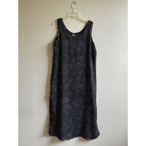 Vtg 90’s Reversible Floral Print Black Sleeveless‎ Summer Dress Women’s Size M/L - Picture 7 of 8